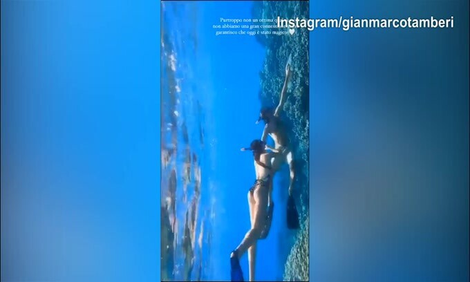 Nuotata sott'acqua per la coppia Tamberi-Bontempi