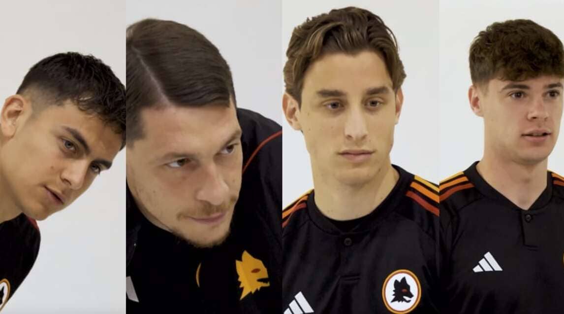Dybala, Belotti, Bove e Zalewski presentano la terza maglia della Roma