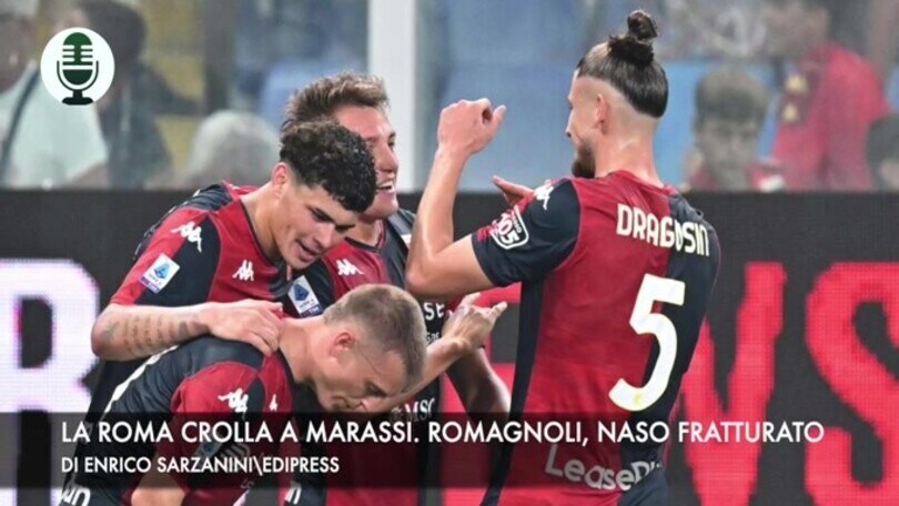 La Roma crolla a Marassi. Romagnoli, frattura al naso