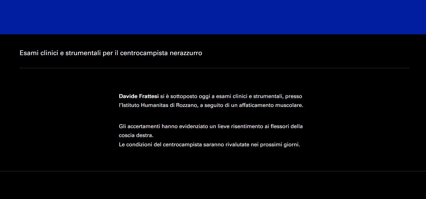 Inter, Frattesi ko: salta Salernitana e Benfica