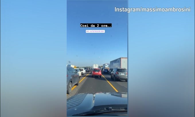 Ambrosini...bloccato dal traffico autostradale