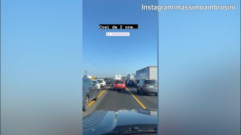 Ambrosini...bloccato dal traffico autostradale