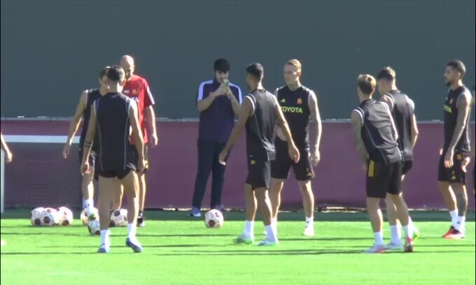 Roma, allenamento a Trigoria: giovedì sera sfida al Servette