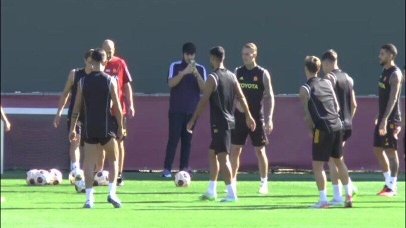 Roma, allenamento a Trigoria: giovedì sera sfida al Servette