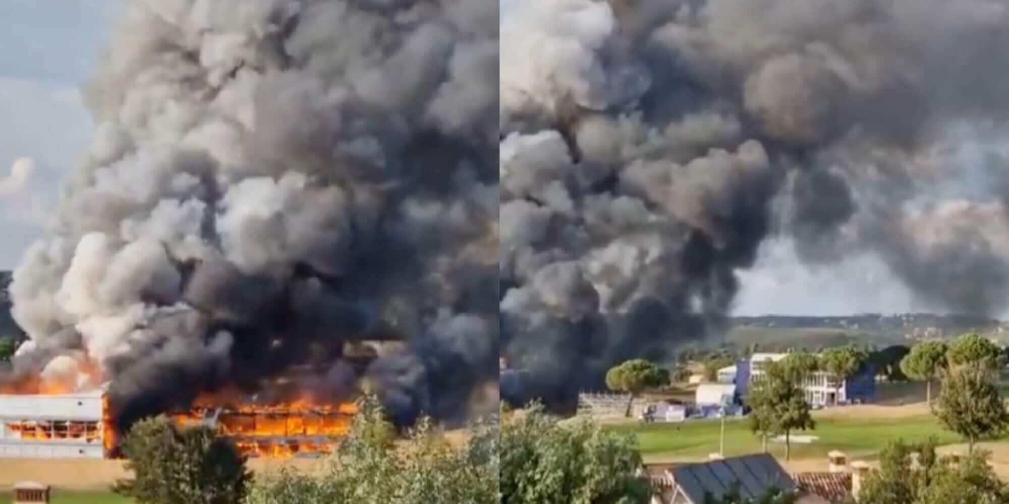 Ryder Cup, enorme incendio colpisce le tribune del 'Marco Simone'