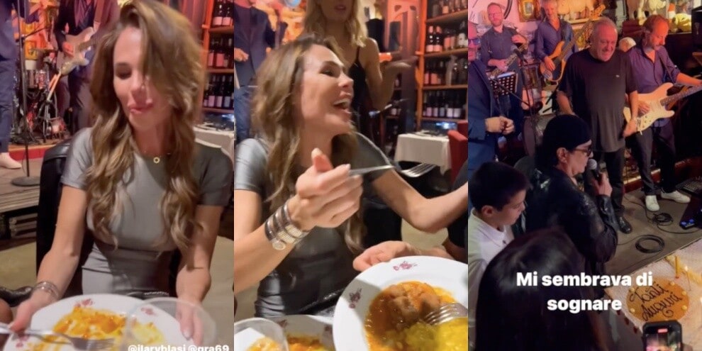 Ilary Blasi con Renato Zero e la Hunziker alla festa di Roberto Cenci