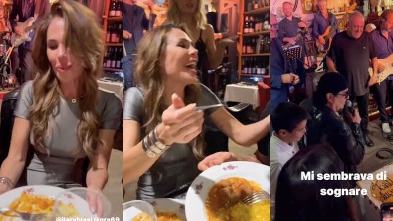 Ilary Blasi con Renato Zero e la Hunziker alla festa di Roberto Cenci