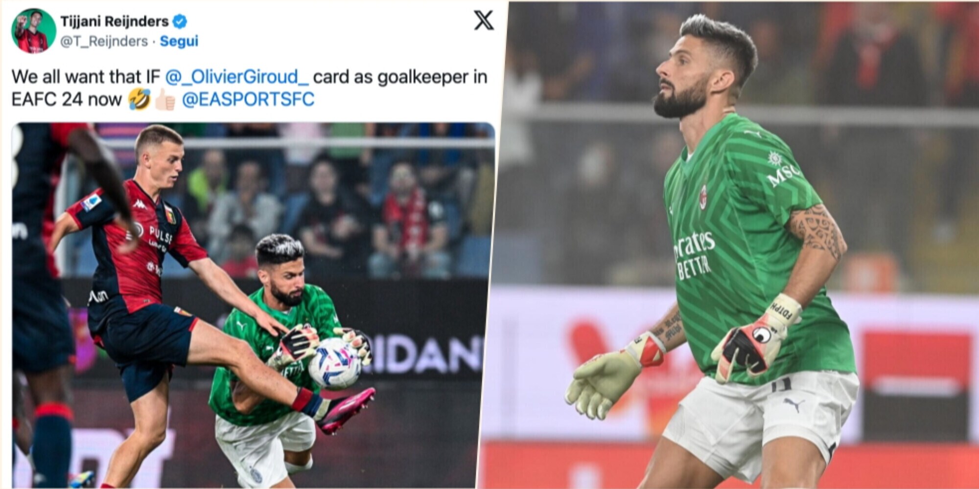 Giroud portiere, la "strana" richiesta di Reijnders