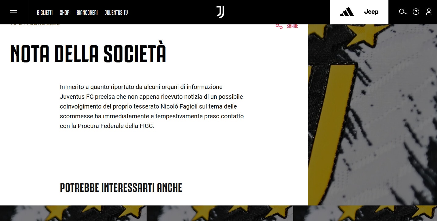 Comunicato Juve su Fagioli: "Avvisata subito la Figc"