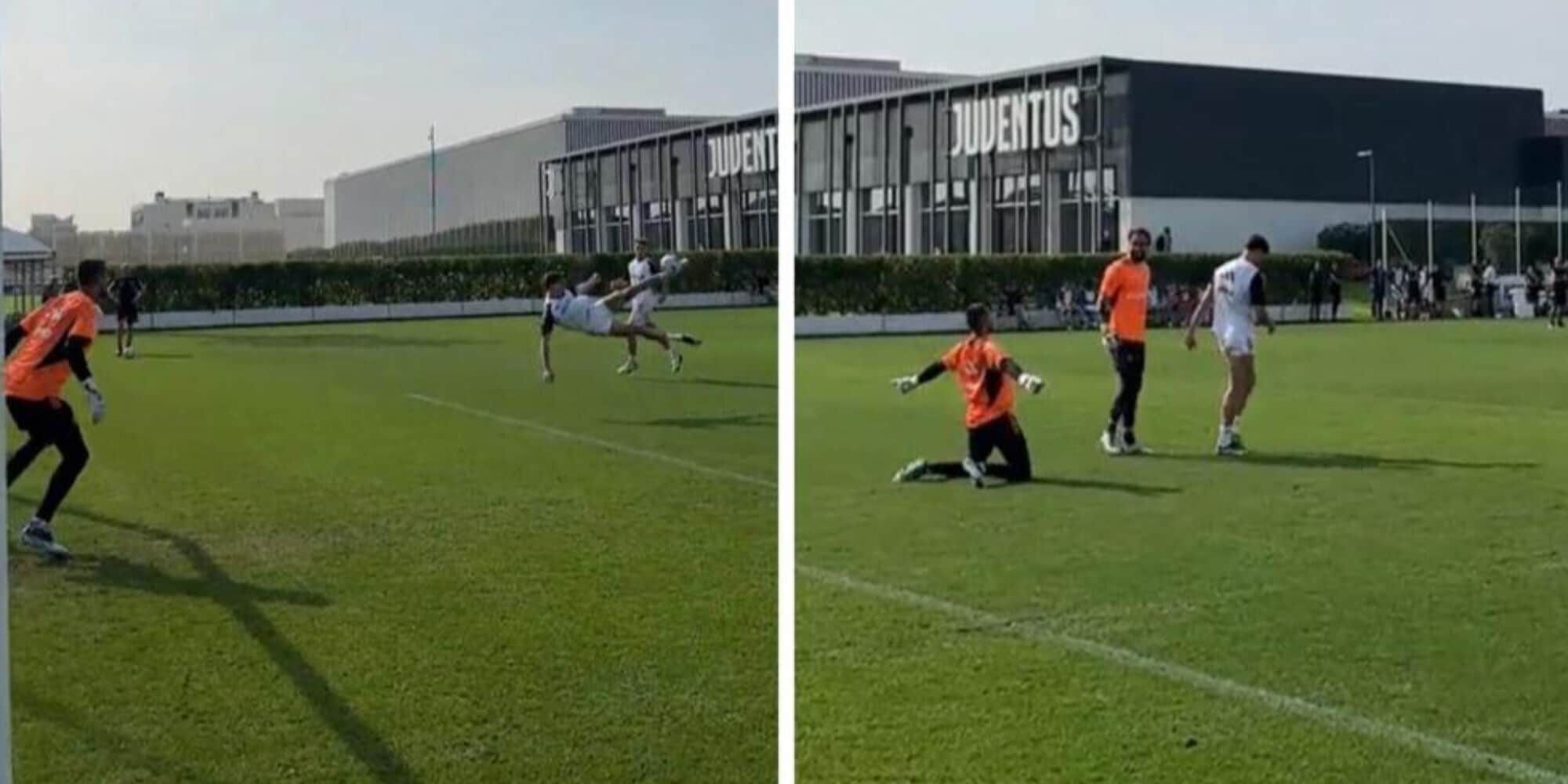 Juve, rovesciata di Vlahovic in allenamento: Perin e Pinsoglio impazziscono