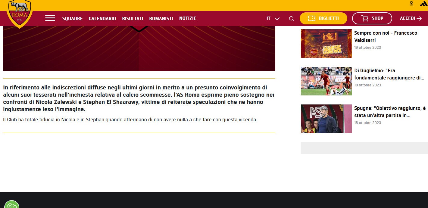 Roma, nota ufficiale: "Pieno sostegno a Zalewski e El Shaarawy"