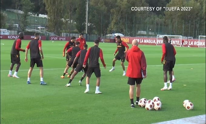Roma, allenamento verso lo Slavia Praga