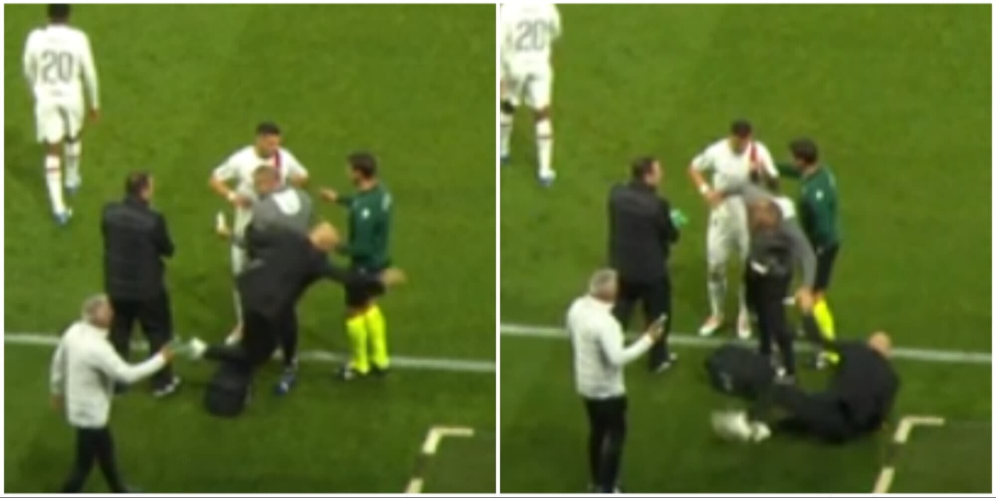 Pioli, incidente a bordo campo durante Psg-Milan: la caduta scatena i tifosi