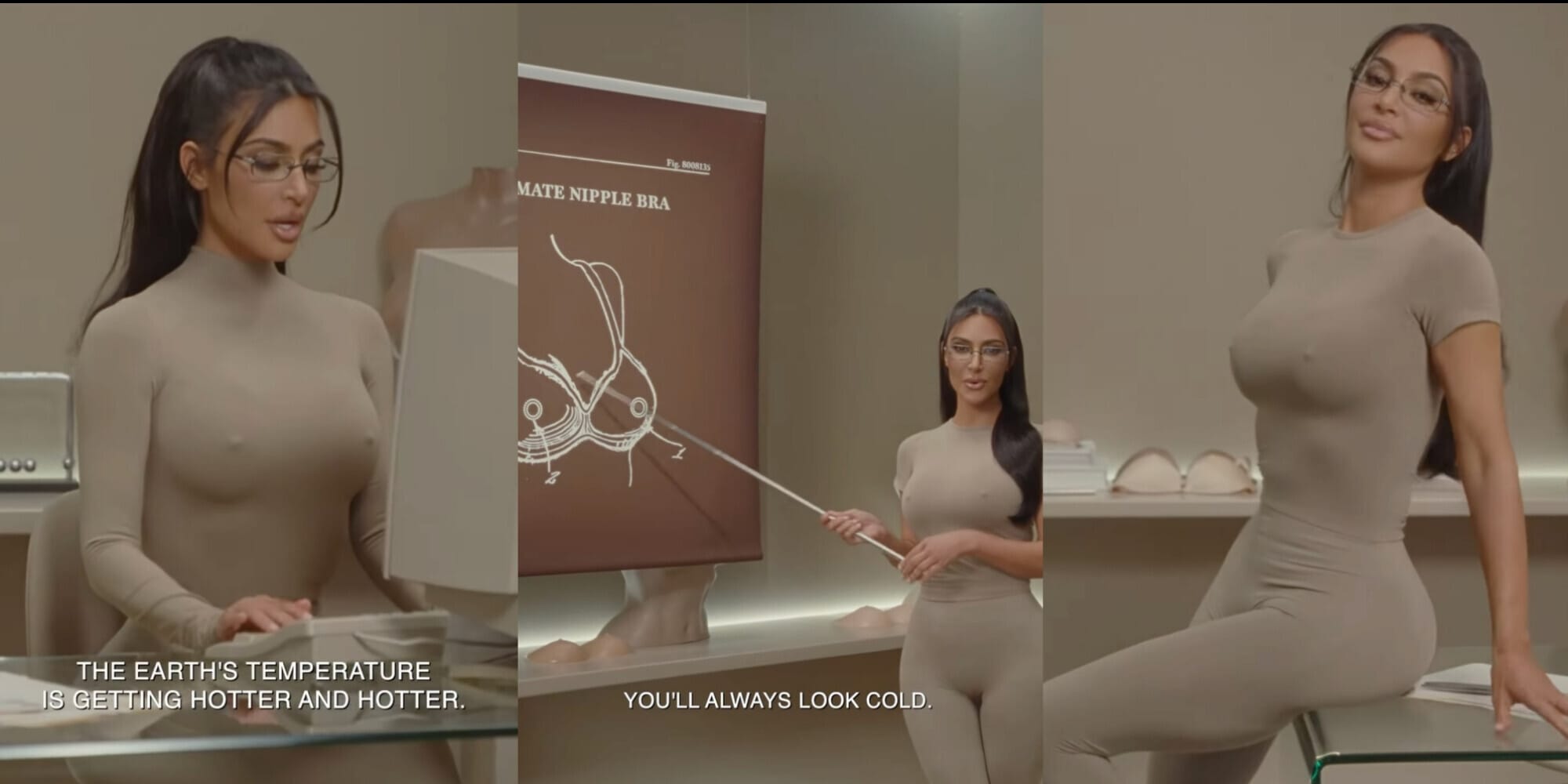 Kim Kardashian, il reggiseno che simula il freddo contro la crisi climatica