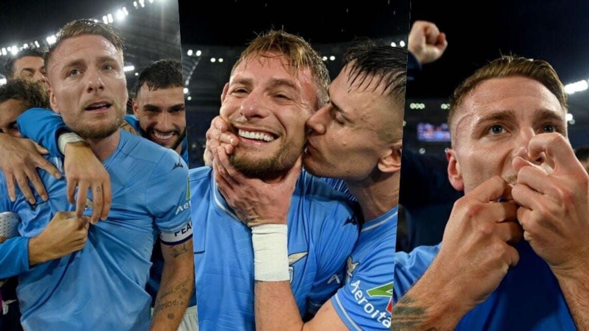 Lazio, Immobile scatenato dopo il gol: bacio alla maglia e grande festa