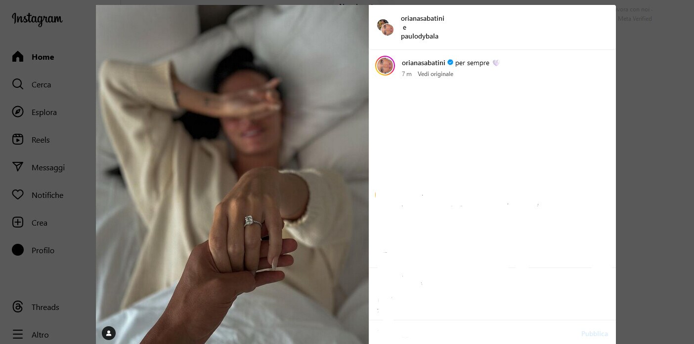 Dybala, proposta di matrimonio e super anello per Oriana