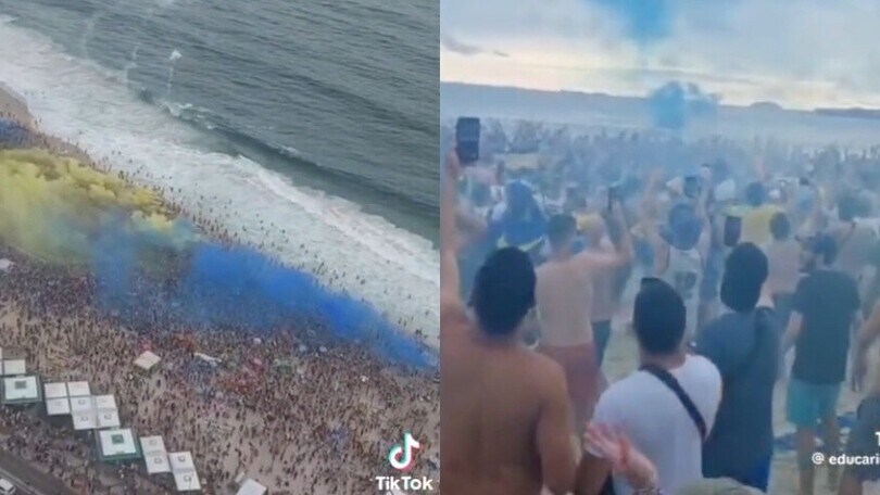 Coppa Libertadores, i tifosi del Boca Juniors invadono la spiaggia di Copacabana