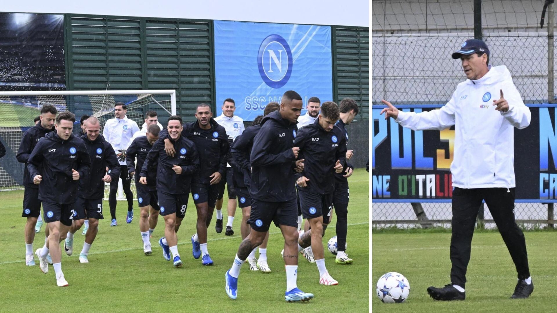Napoli, sorrisi e pioggia prima dell'Union: le foto dell'allenamento