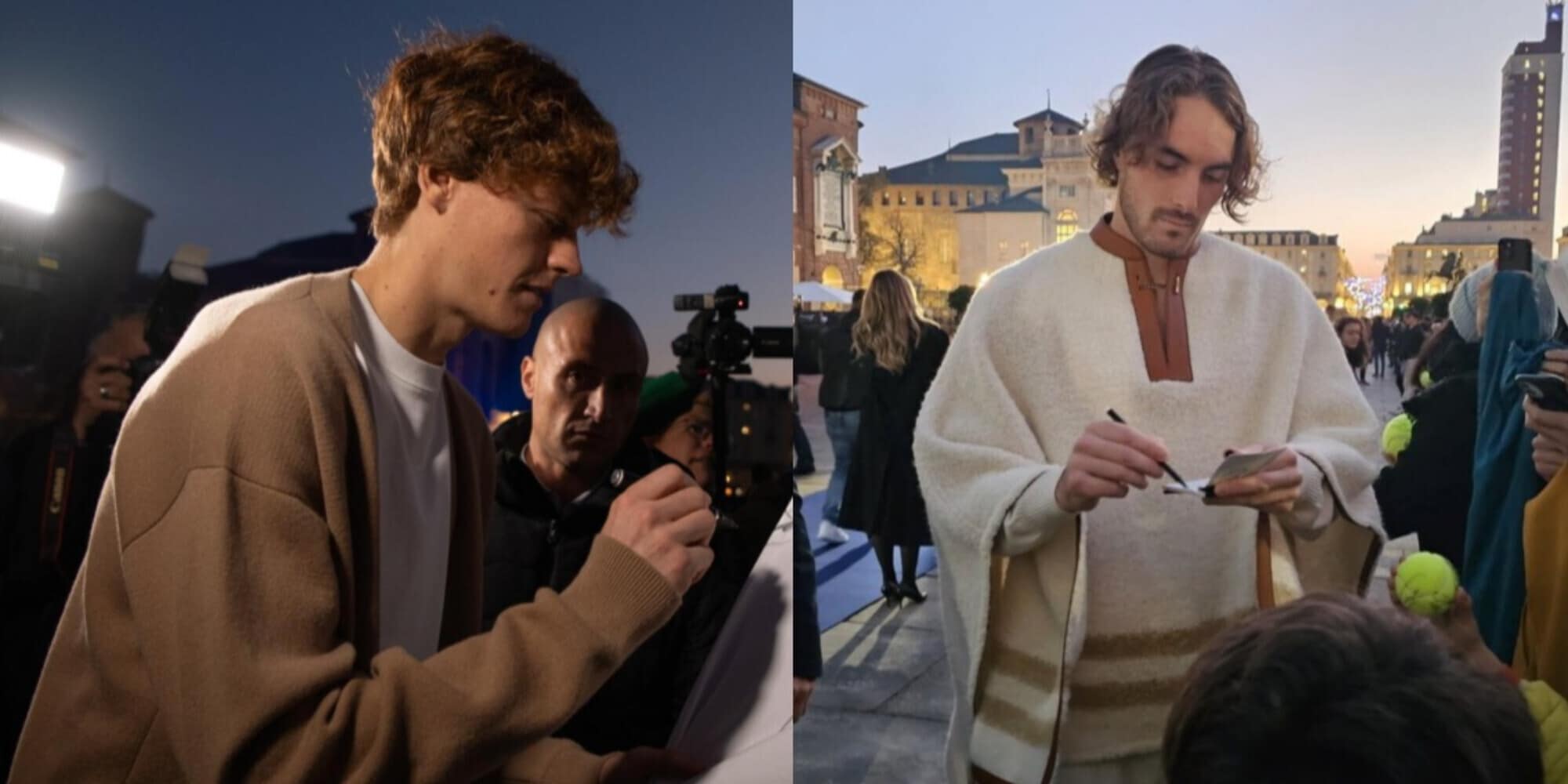 Nitto ATP Finals, Sinner scherza con Tsitsipas per il poncho: "Lo voglio anch'io"
