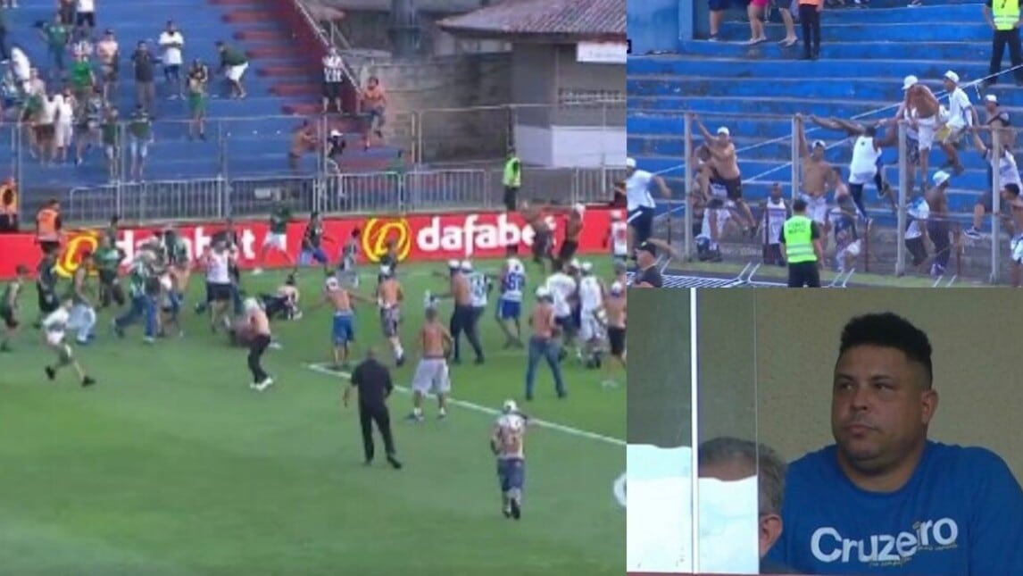 Clamoroso in Brasile: Cruzeiro sconfitto, mega rissa in campo tra tifosi! Ronaldo sconsolato