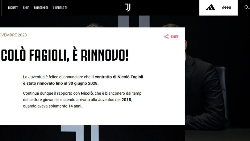 Ufficiale, Juve: Fagioli ha rinnovato fino al 2028
