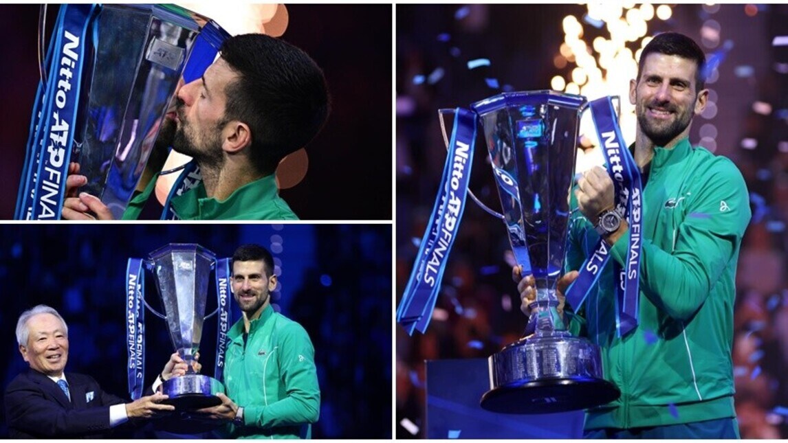 Djokovic, settimo trionfo alle Atp Finals: le immagini della premiazione