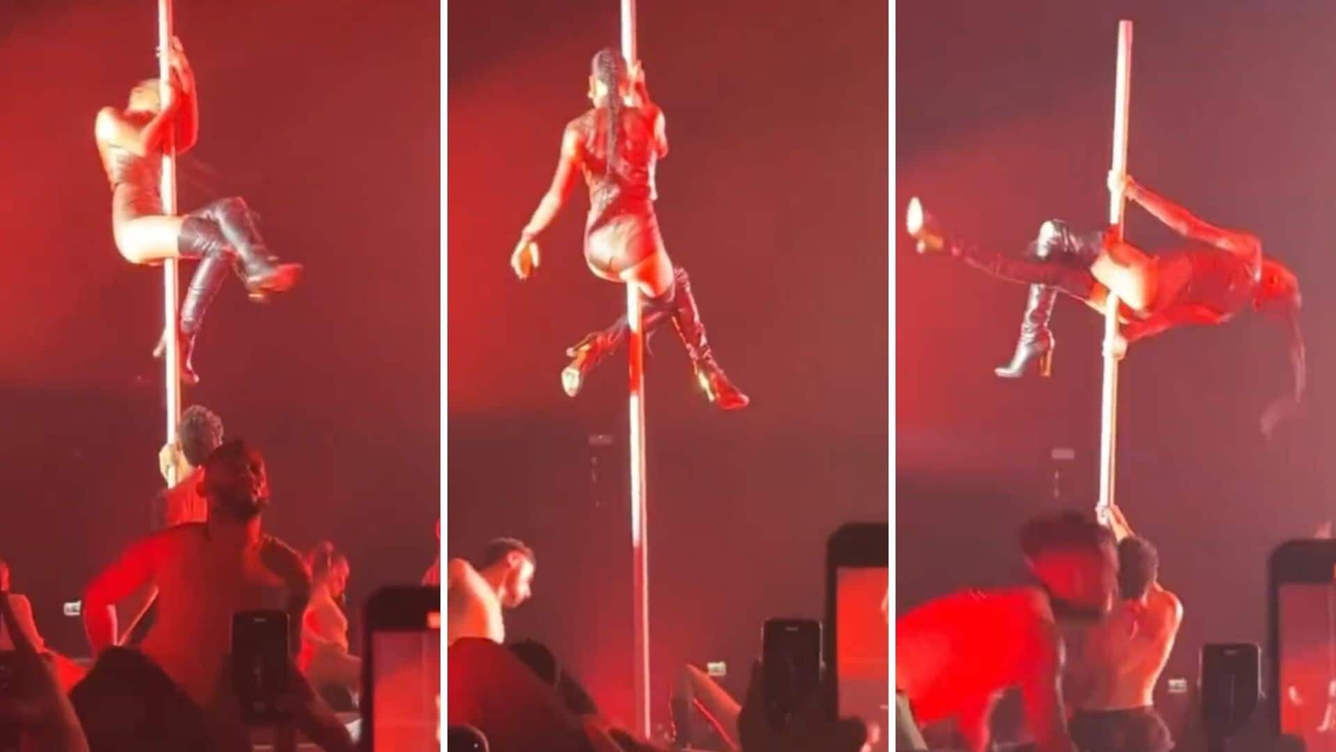 Elodie infiamma Milano con la sua pole dance