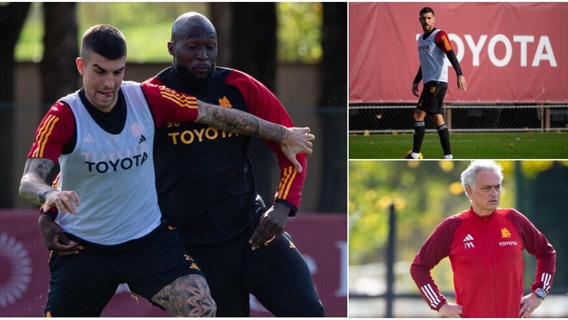 Roma, l'allenamento verso l'Udinese: Mancini bracca Lukaku, Pellegrini c'è