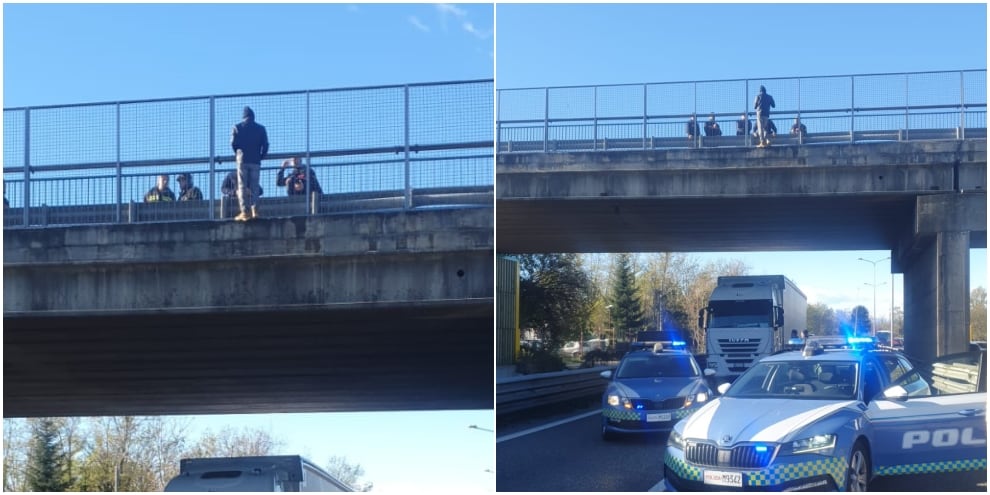 Paura in strada: uomo vuole buttarsi dal cavalcavia, salvato da un agente