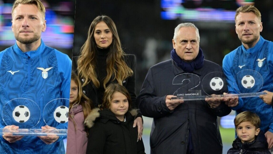Lazio, l'emozione di Immobile per il premio dei 200 gol