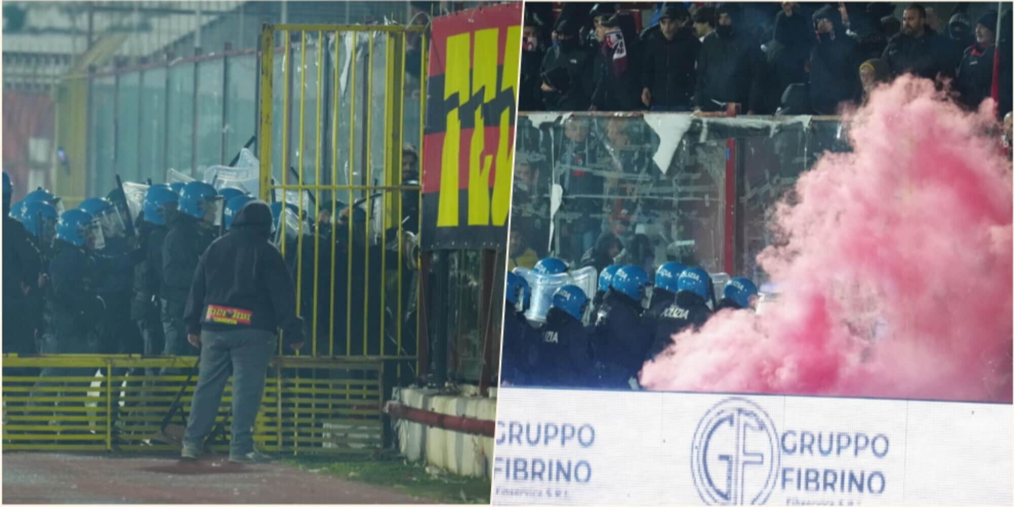 Follia in Casertana-Foggia: scontri tra tifosi, due feriti