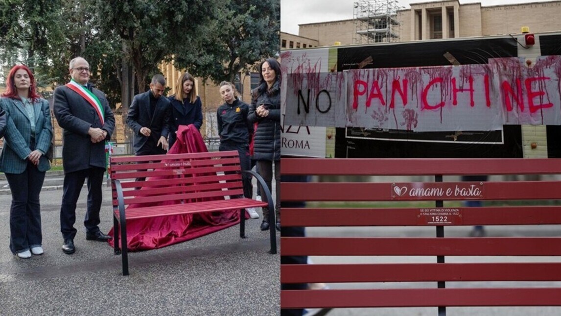 Sapienza, distrutta la panchina rossa donata dalla Roma: le foto della contestazione
