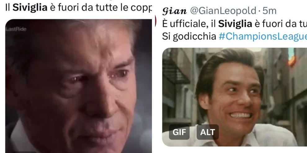 Siviglia eliminato da tutte le coppe, tutte le ironie sul web: "Si godicchia"