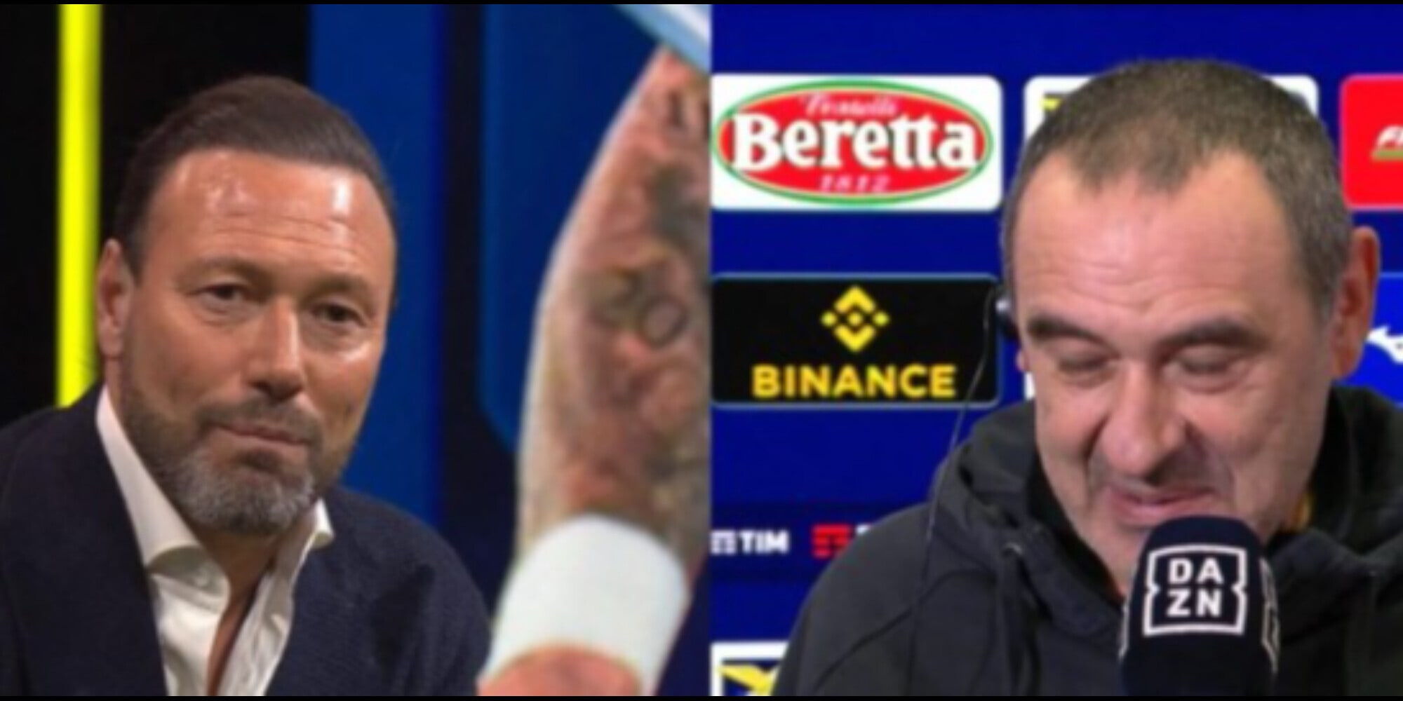 Sarri scoppia a ridere in tv dopo la domanda di Marcolin: la scena è virale