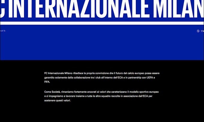 L'Inter giura fiducia alla UEFA e allontana la Superlega