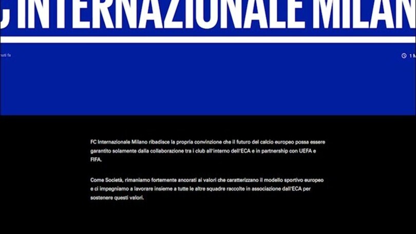 L'Inter giura fiducia alla UEFA e allontana la Superlega