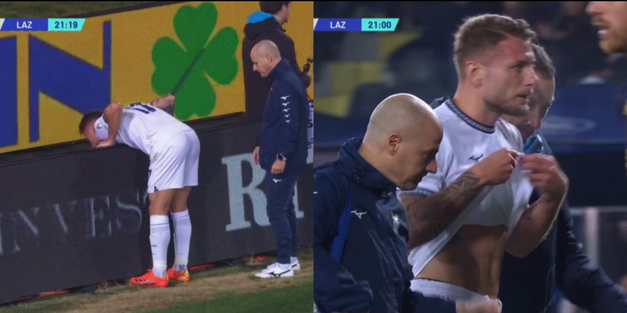 Immobile spaventa i tifosi della Lazio: si sente male in campo e vomita