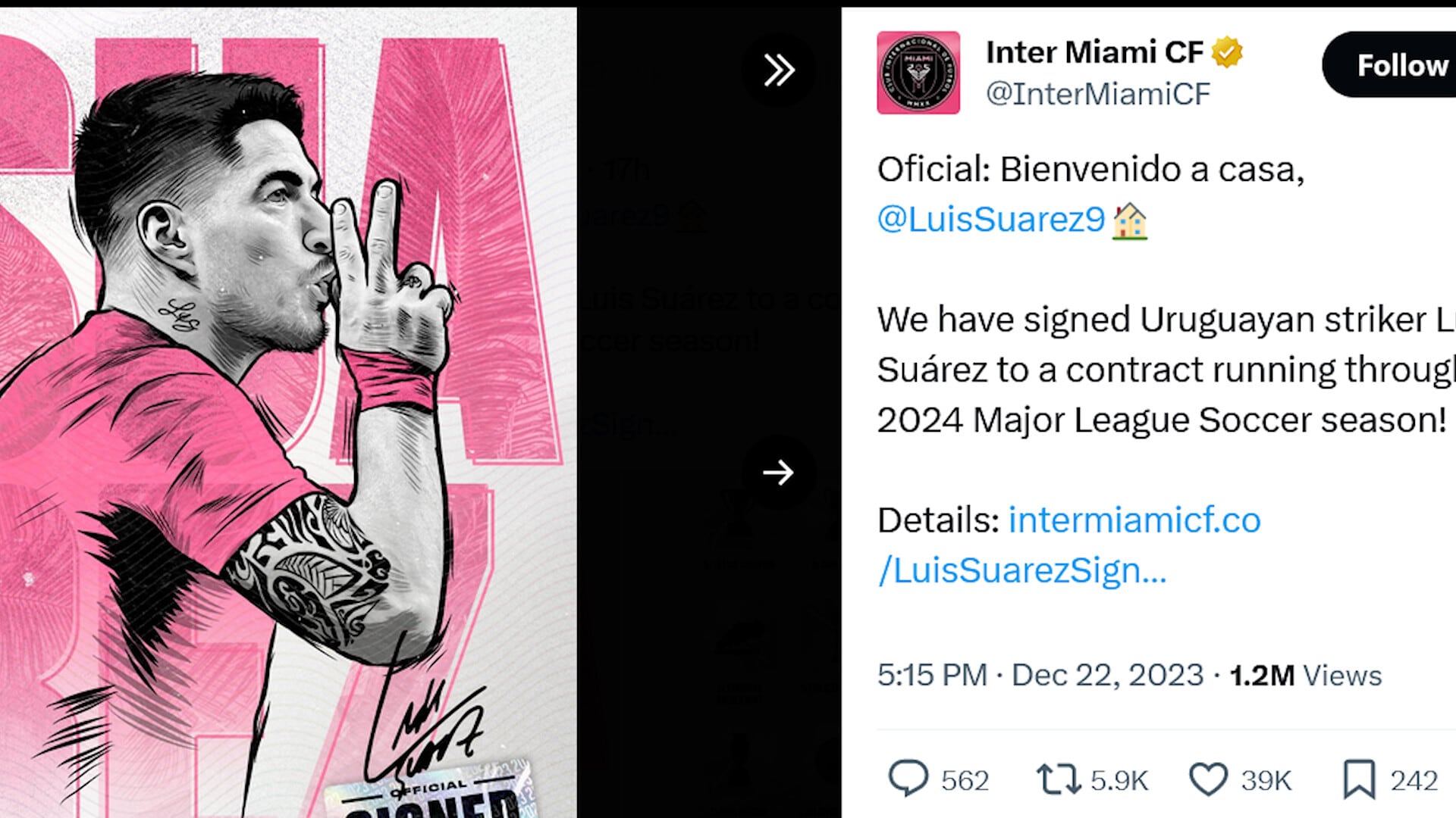 Ufficiale: Suarez all'Inter Miami