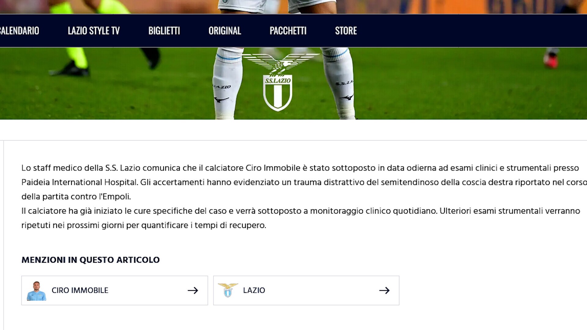 Lazio, Immobile ko: salta il Frosinone