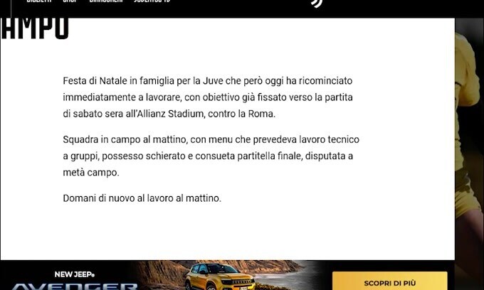 Juventus, giornata di lavoro in vista della Roma