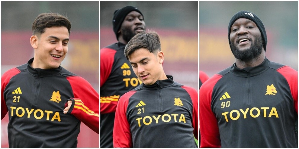 Roma, Dybala ha la Juve nel mirino: lavoro in gruppo e risate con Lukaku
