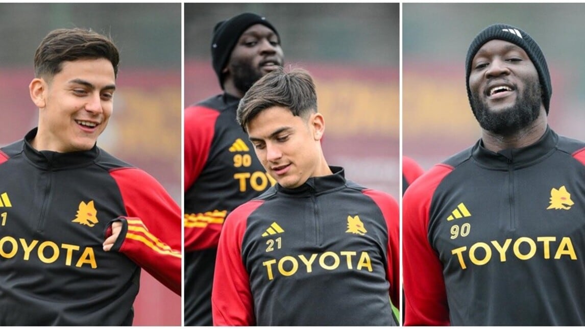 Roma, Dybala ha la Juve nel mirino: lavoro in gruppo e risate con Lukaku