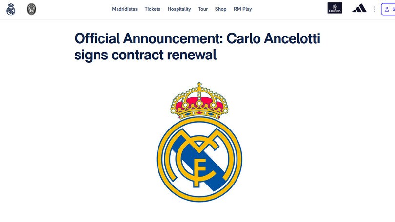 Ufficiale: Carlo Ancelotti rinnova con il Real Madrid fino al 2026