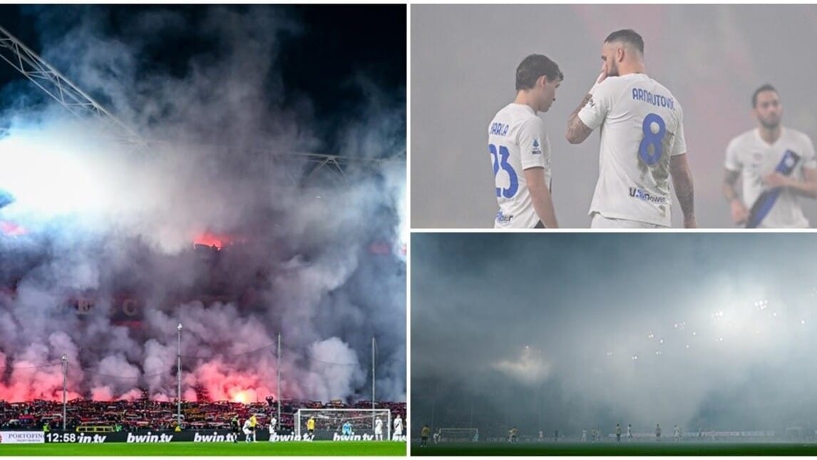 Fumogeni a Marassi, non si vede più niente: Genoa-Inter sospesa per 7'