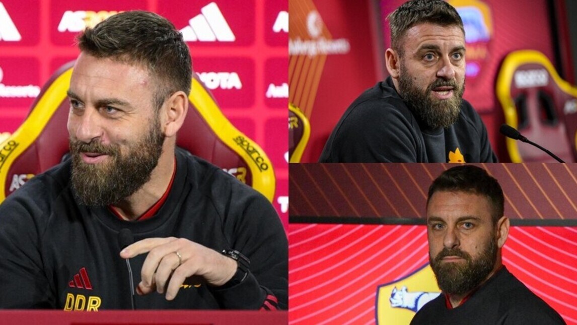 De Rossi, la prima conferenza da allenatore della Roma: tutte le foto