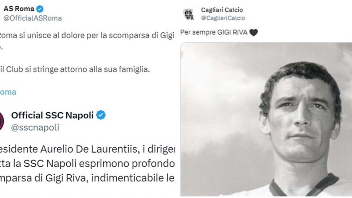 Addio a Gigi Riva, il mondo del calcio in lutto: le reazioni social
