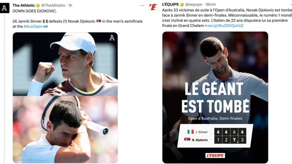 Sinner batte Djokovic e vola in finale: le reazioni della stampa estera