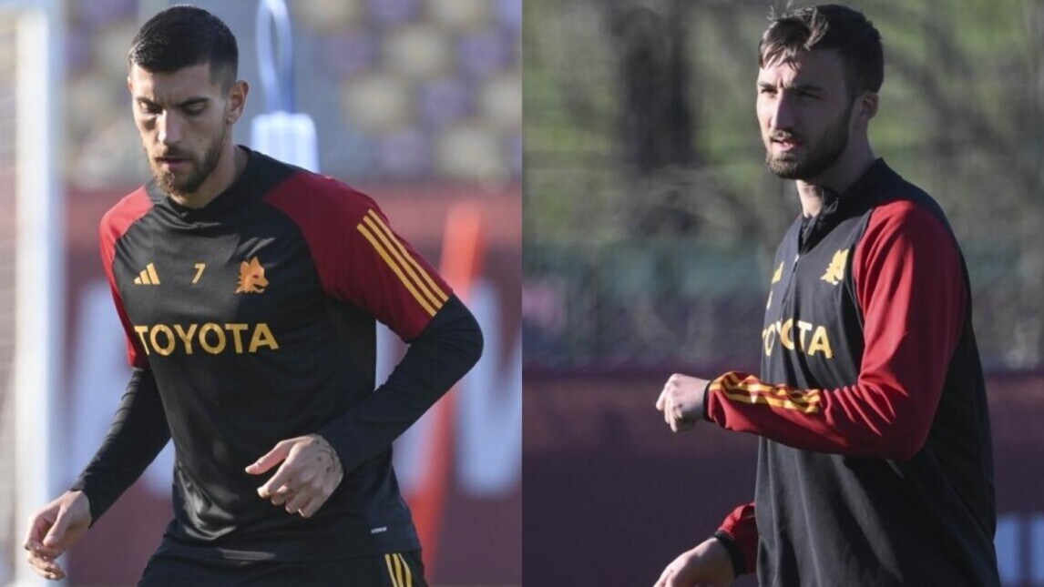 Roma, la rifinitura alla vigilia del Feyenoord: Pellegrini e Cristante, che concentrazione!