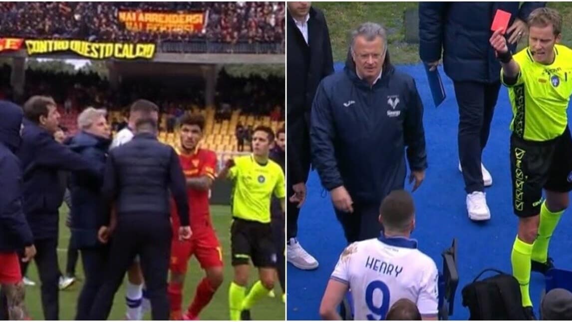 D'Aversa dà una testata ad Henry, caos in Lecce-Verona: le immagini