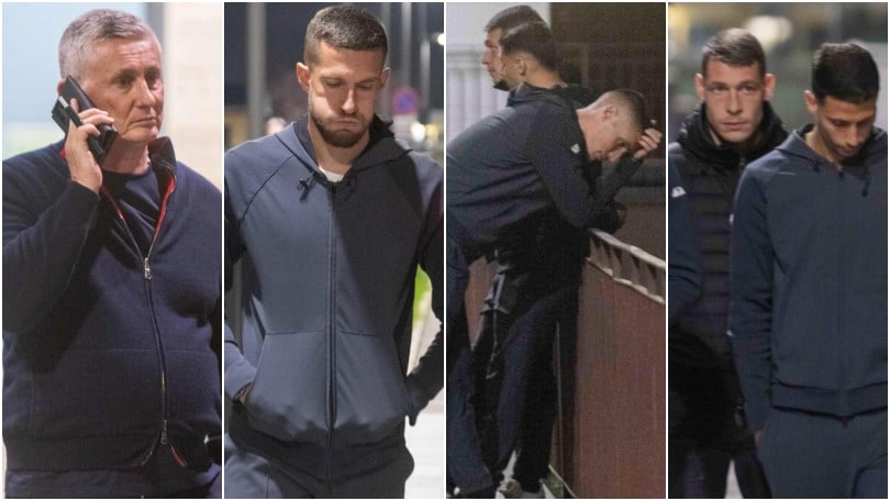 I giocatori e i dirigenti della Fiorentina al San Raffaele per Joe Barone